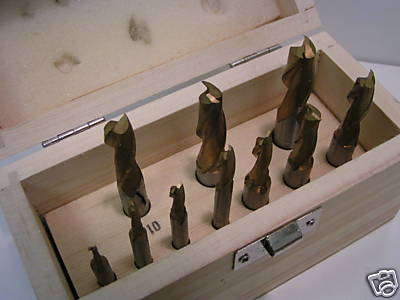 10 piece 2 Flute End Mill Set TiN Coated - 3-12mm